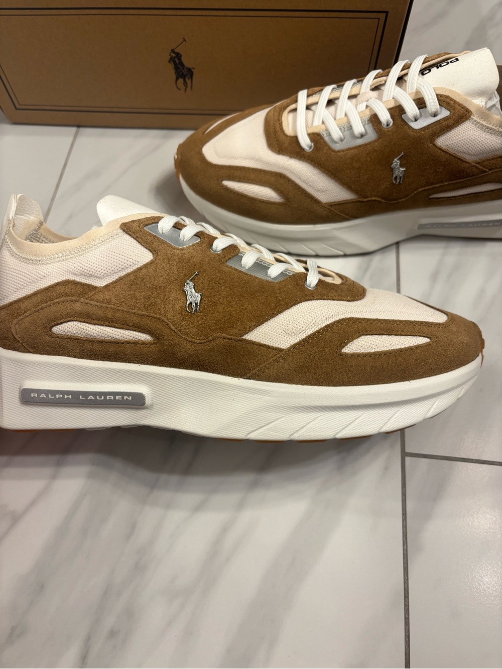 Men’s Polo Ralph Lauren Boerum Suede-Paneled Knit Sneakers